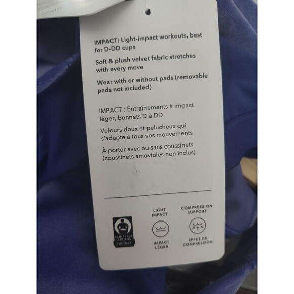New Athleta Medium Purple Velvet Cut Out Crop Top Stretch Built In Bra Cups D-DD - Picture 11 of 11